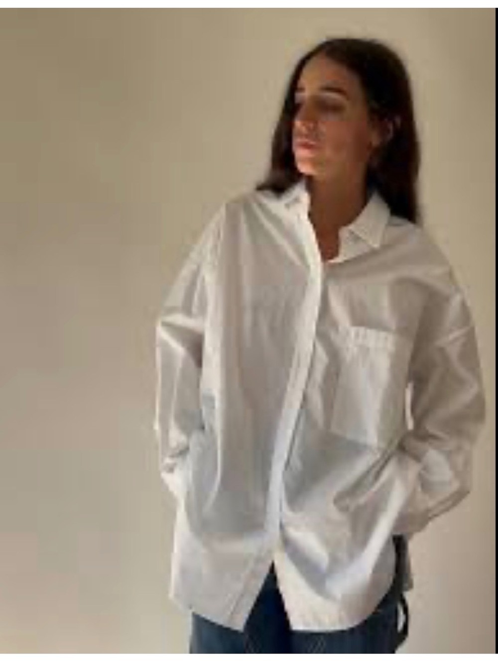 Ghospell White Oversized Button-Up Shirt Large